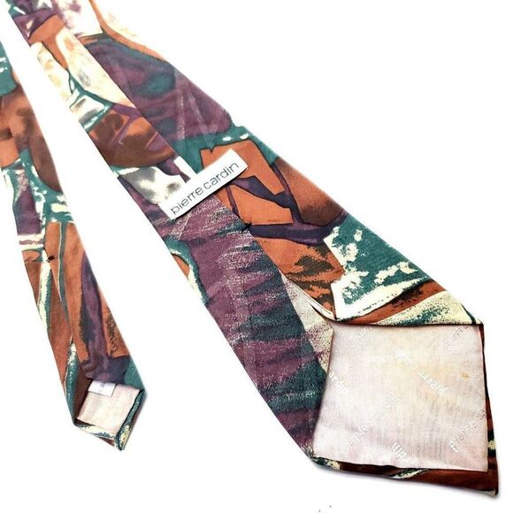 Pierre Cardin Multi Colored Silk Tie Woven Short Wide Floral - Picture 3 of 5